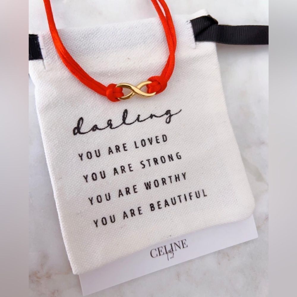 CELINE13 Women Red String Bracelet‎  with Titanium Steel Infinity Charm Trendy